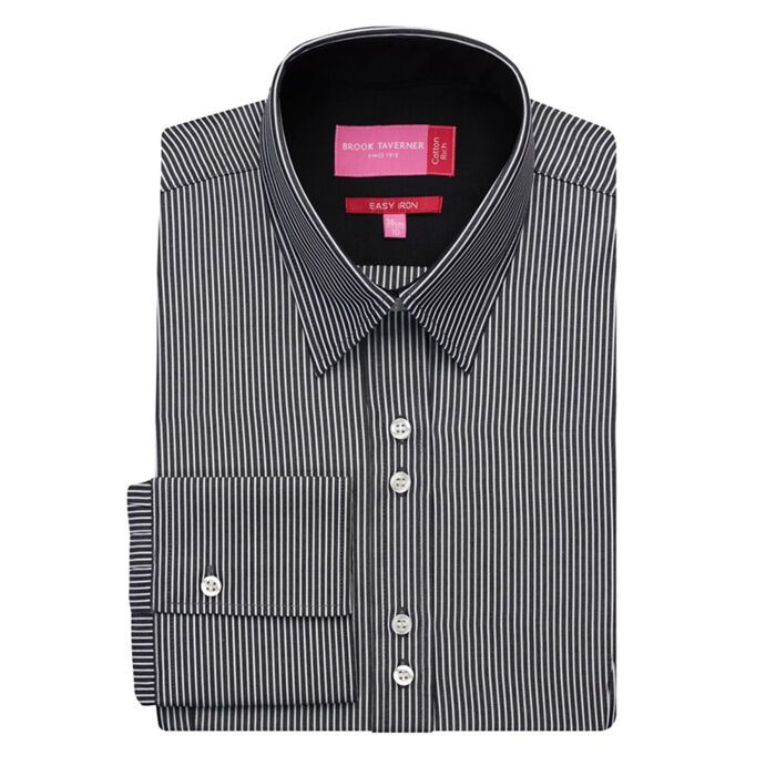 Ladies Long Sleeve Blouse - B/W Stripes Thumbnail