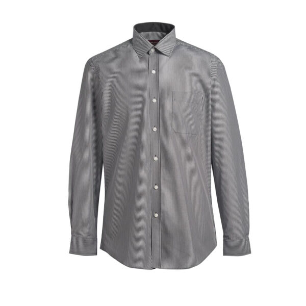 Gents Long Sleeve Shirt - B/W Stripe Thumbnail